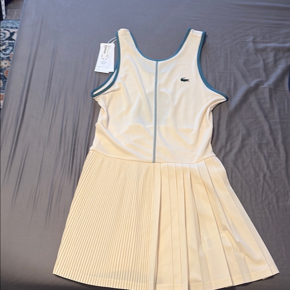 Lacoste Ivory Dress with Teal Accents